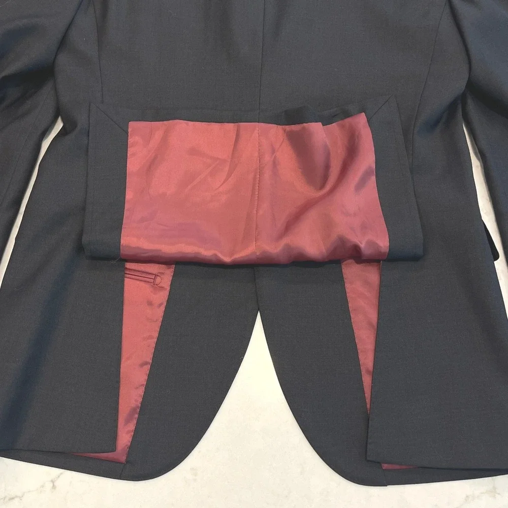 Spier Mackay Suit Jacket Blazer 40L Charcoal Gray Wool‎ Dino Filarte Super 110s